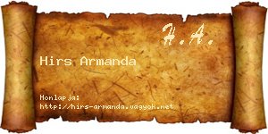 Hirs Armanda névjegykártya
